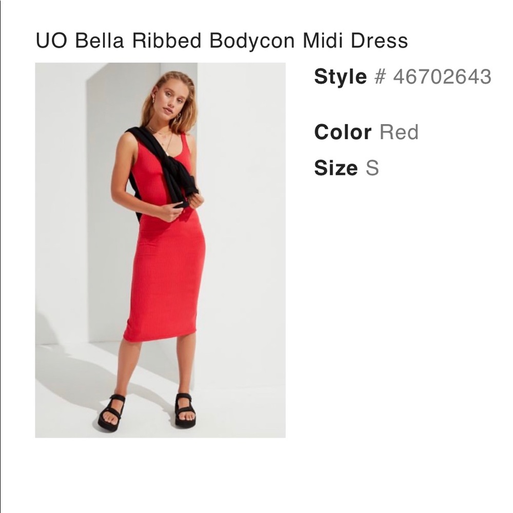Urban Outfitters Bella Ribbed Bodycon Midi Dress